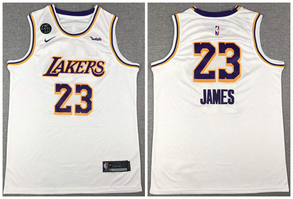 Men's Los Angeles Lakers #23 LeBron James White NBA Stitched Jersey